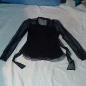 ** Ups & down  black top with ties, size medium